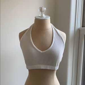 Missguided white jersey halterneck top bralet